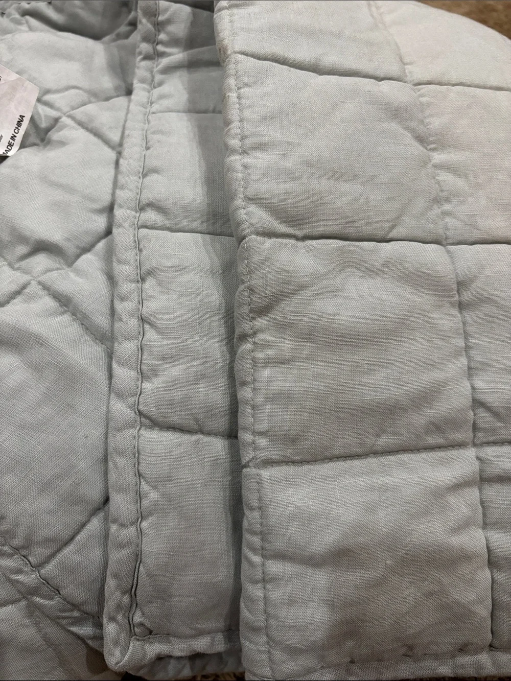 Quince European Linen Box Quilt Full/Queen Mist